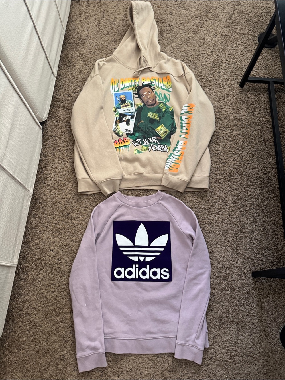 adidas Lavender Pullover with Navy Trefoil Logo